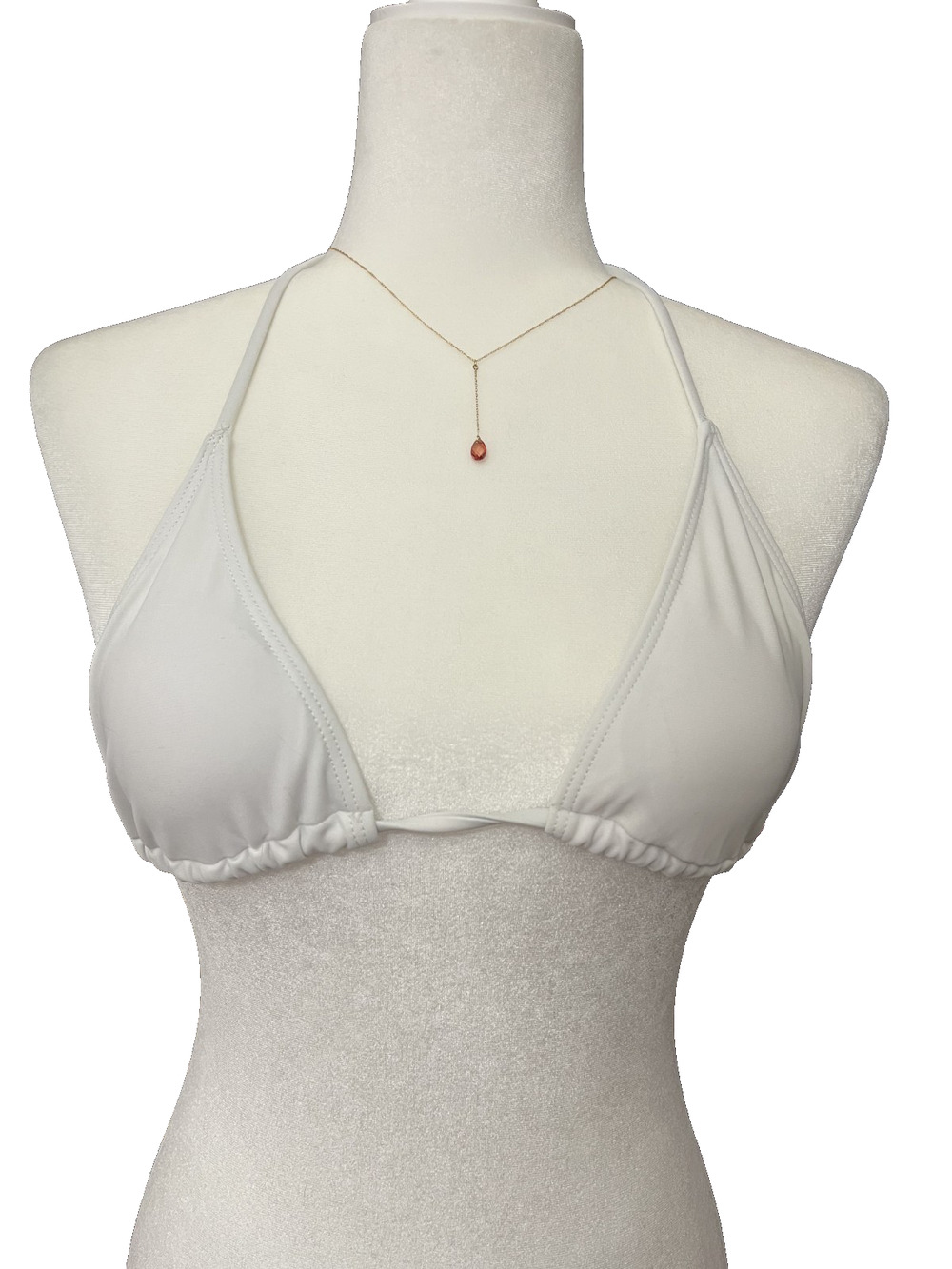Women's Size Medium White Triangle Adjustable Padded Bikini Top Tie Beach